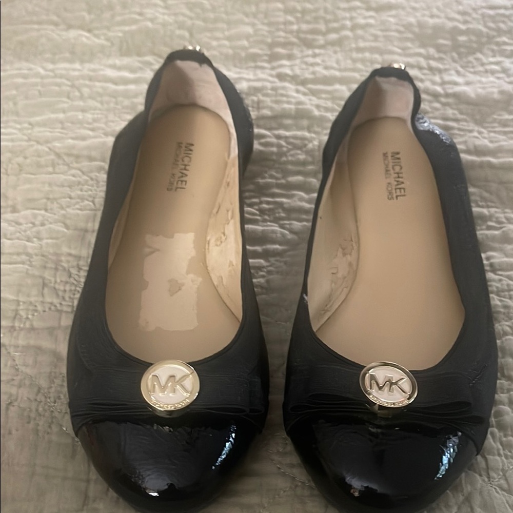 Michael Kors Black Flats with Silver Embellishment